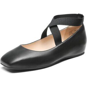 Dream Pairs Women's Black-pu Polyurethane (PU) Slip-on Square Toe Ballet Flats